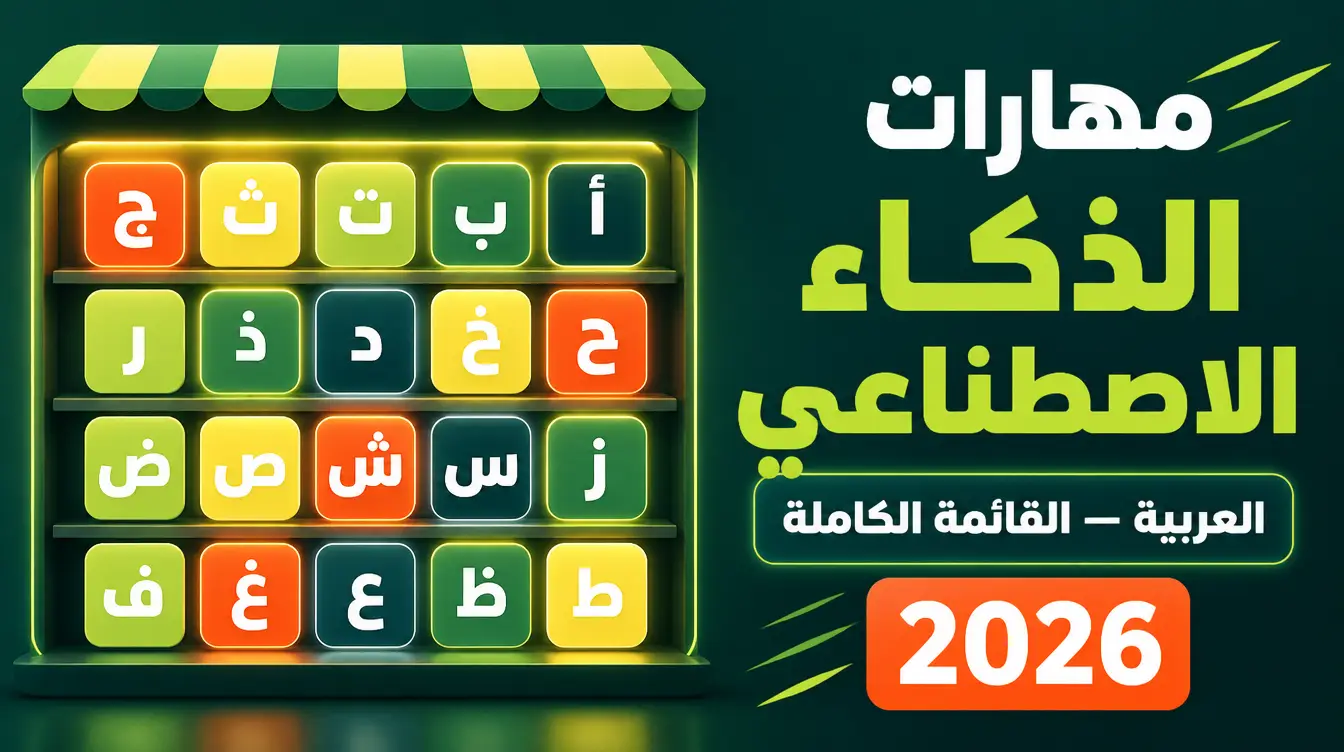مهارات الذكاء الاصطناعي العربية: القائمة الكاملة لعام 2026