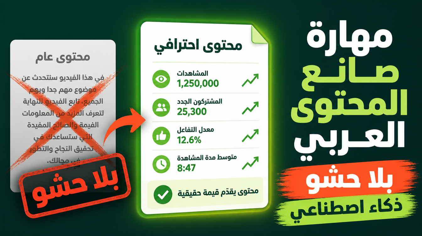 مهارة صانع المحتوى العربي — بلا حشو ذكاء اصطناعي